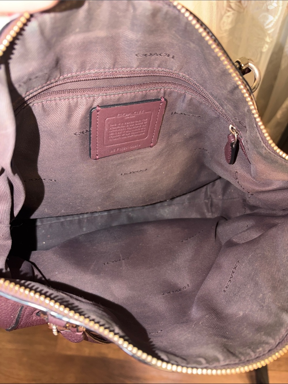 Coach Pebbled Leather Shoulder Bag in Burgundy - Picture 6 of 8
